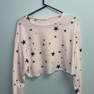 White Crop Top With Stars